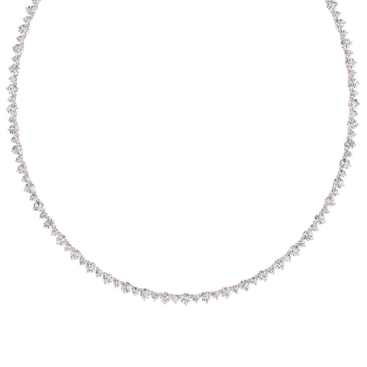 3 Prong Alternating Size Natural Diamond Tennis Necklace