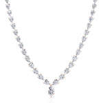 Pear Shape Natural Diamond Tennis Necklace Rose Gold 14K