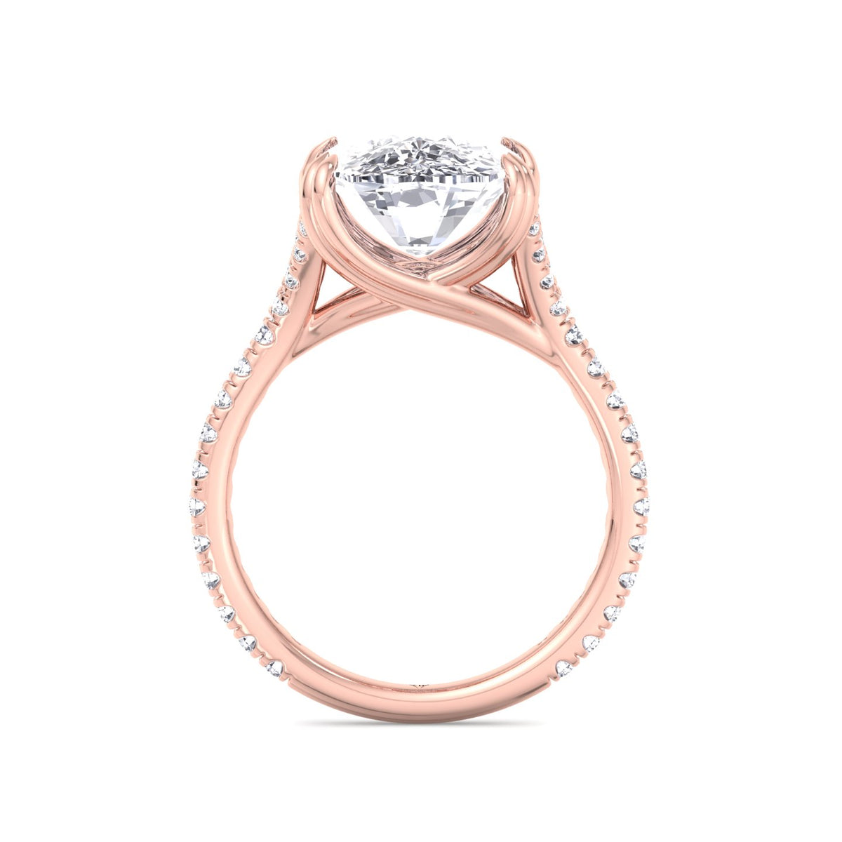Augusta - Elongated Cushion Shape Double Claw Diamond Engagement Ring with Pave Band - Gem Jewelers Co
