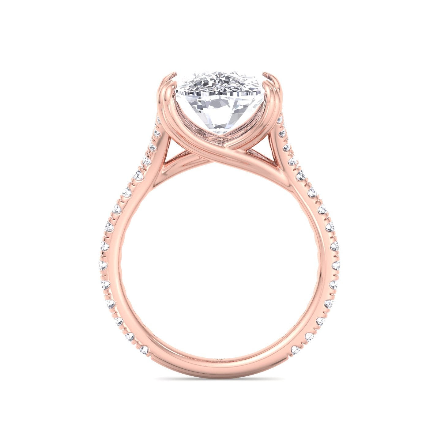 Augusta - Elongated Cushion Shape Double Claw Diamond Engagement Ring with Pave Band - Gem Jewelers Co