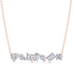 Multi Shape Natural Diamond Bar Pendant Rose Gold 14K 