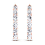 Inside Out Oval Natural Diamond Hoop Earring 1.25” Rose Gold