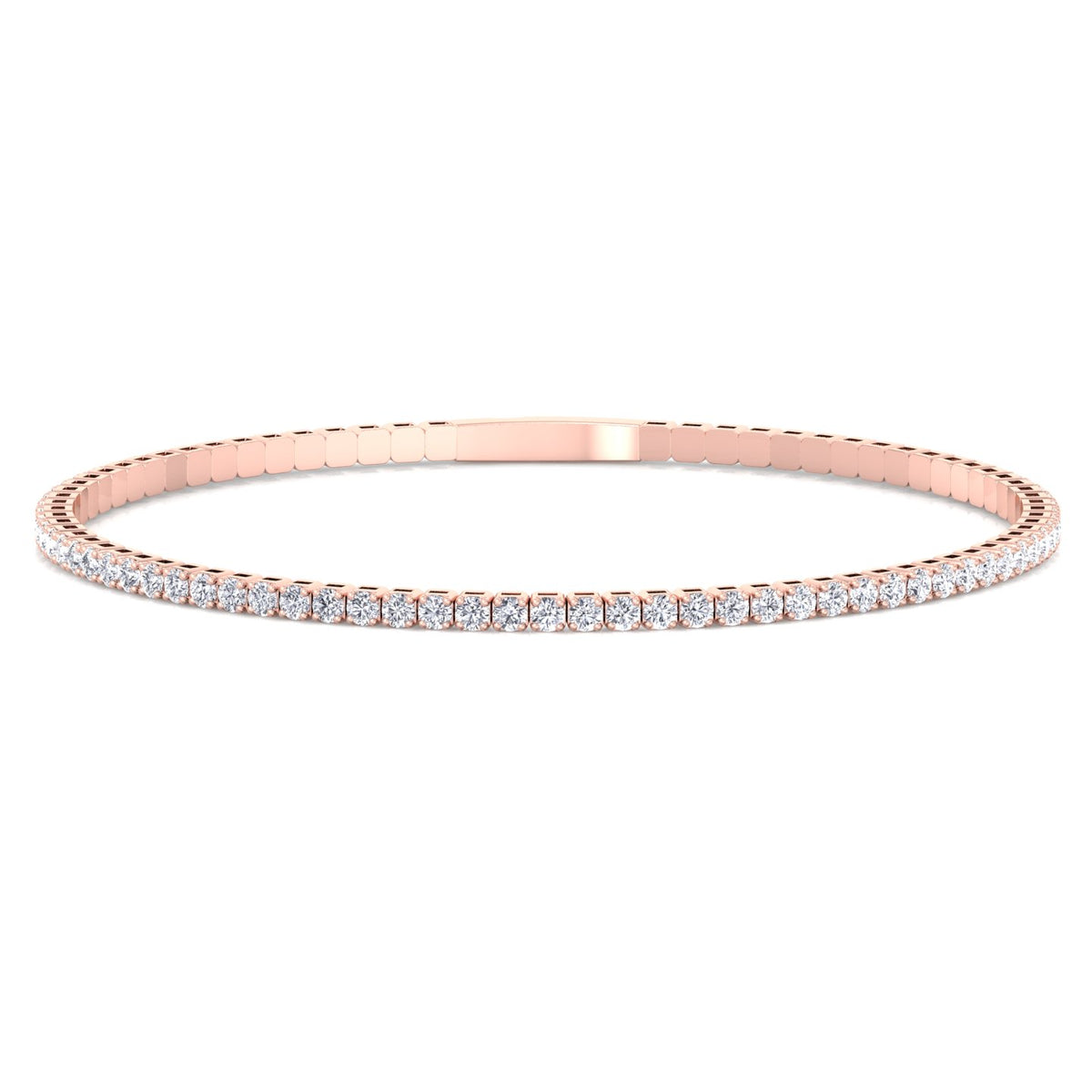 Flexible Natural Diamond Full Bangle in 14K rose Gold 3ct