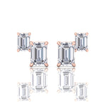 Double Emerald Shape Natural Diamond Studs-1.4CT-14K-18K-Rose Gold