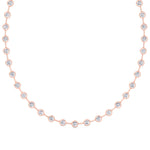 Bezel Set Round Natural Diamond Bar Necklace Rose Gold 18K