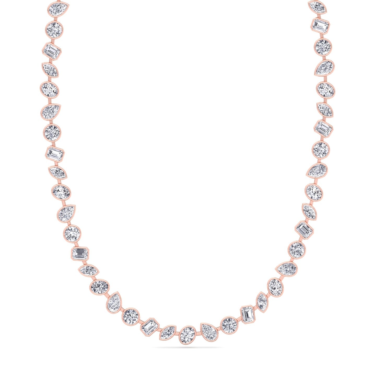 12.5CT Multi Shape Bezel Set Natural Diamond Tennis Necklace