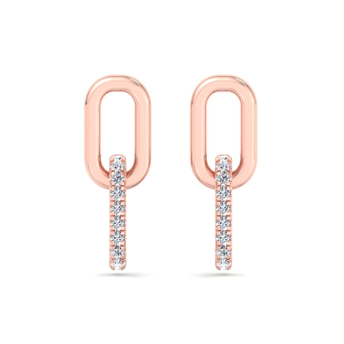 RG Paperclip Chain Lab Grown Diamond Earrings 4