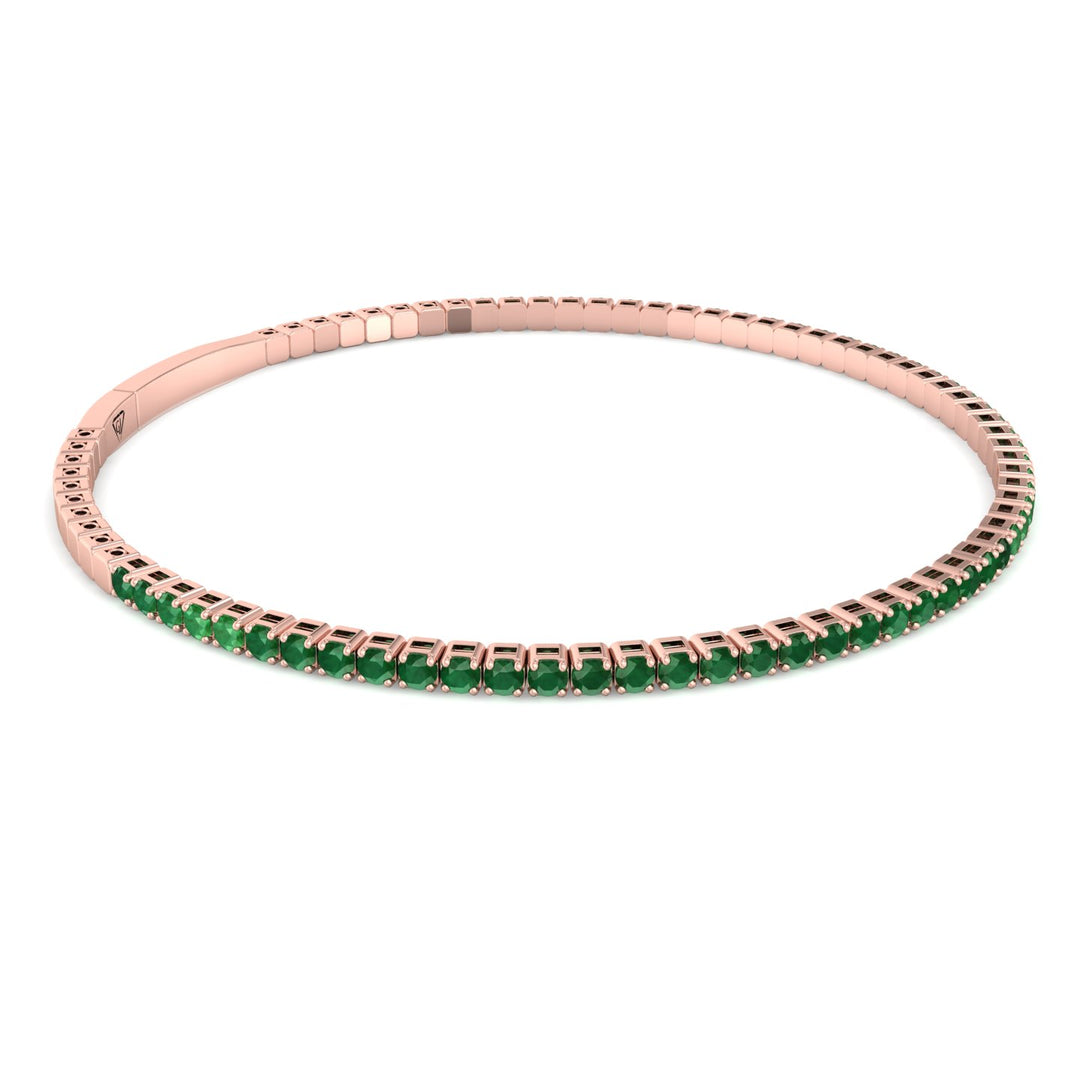 Chiara - Flexible Natural Emerald Bangle in 14K Solid Gold - Gem Jewelers Co