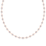Crown Prong Round Natural Diamond Bar Necklace Rose Gold 18K