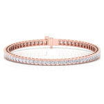 Channel Setting Round Cut Natural Diamond Tennis Bracelet  14K Rose Gold