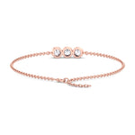 Palmira - Three Stone Bezel Set Natural Diamond Rolo Chain Bracelet - Gem Jewelers Co