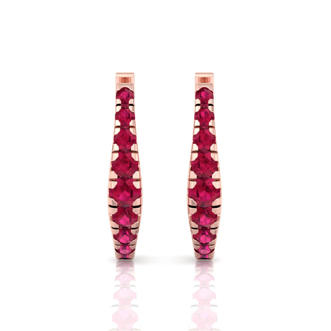Natural Red Ruby Graduated Round Shape Huggie Hoop Earrings RG 2