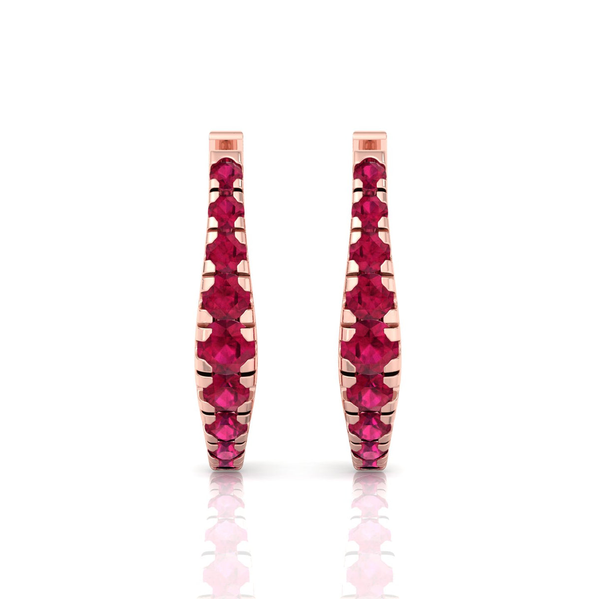 Natural Red Ruby Graduated Round Shape Huggie Hoop Earrings RG 2