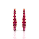 Natural Red Ruby Graduated Round Shape Huggie Hoop Earrings RG 2