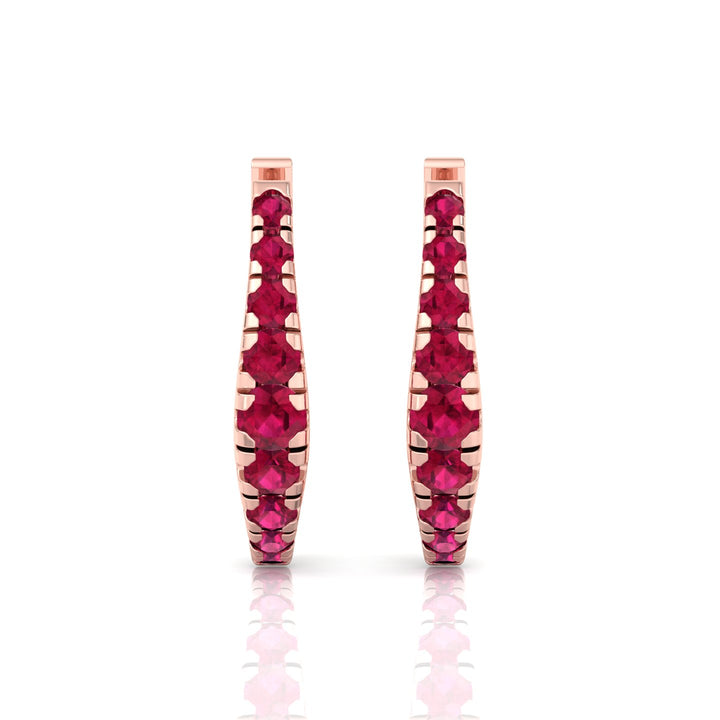 Natural Red Ruby Graduated Round Shape Huggie Hoop Earrings RG 2