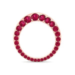Natural Red Ruby Invisible Halo Eternity Band Rose Gold 14K