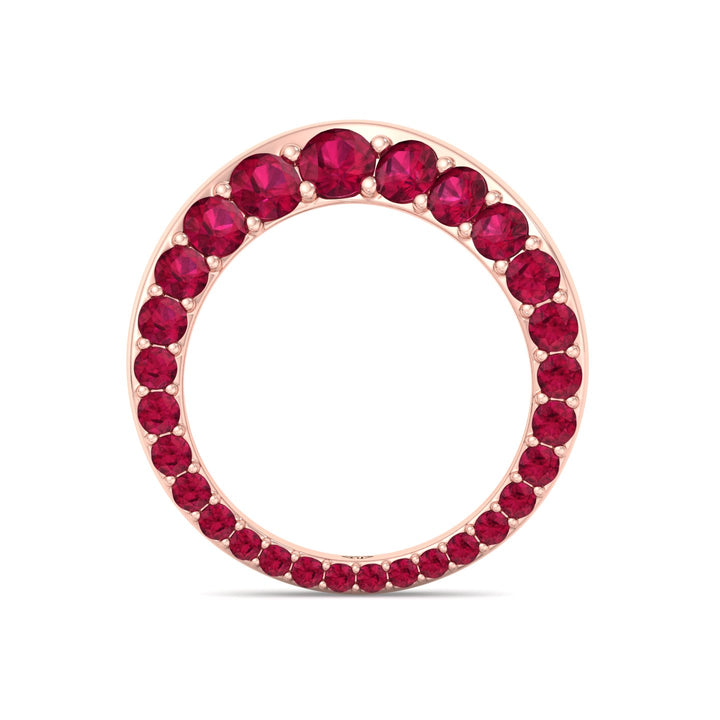 Natural Red Ruby Invisible Halo Eternity Band Rose Gold 14K