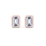 Cheza - Bezel Set Emerald Shape Diamond Studs - Gem Jewelers Co