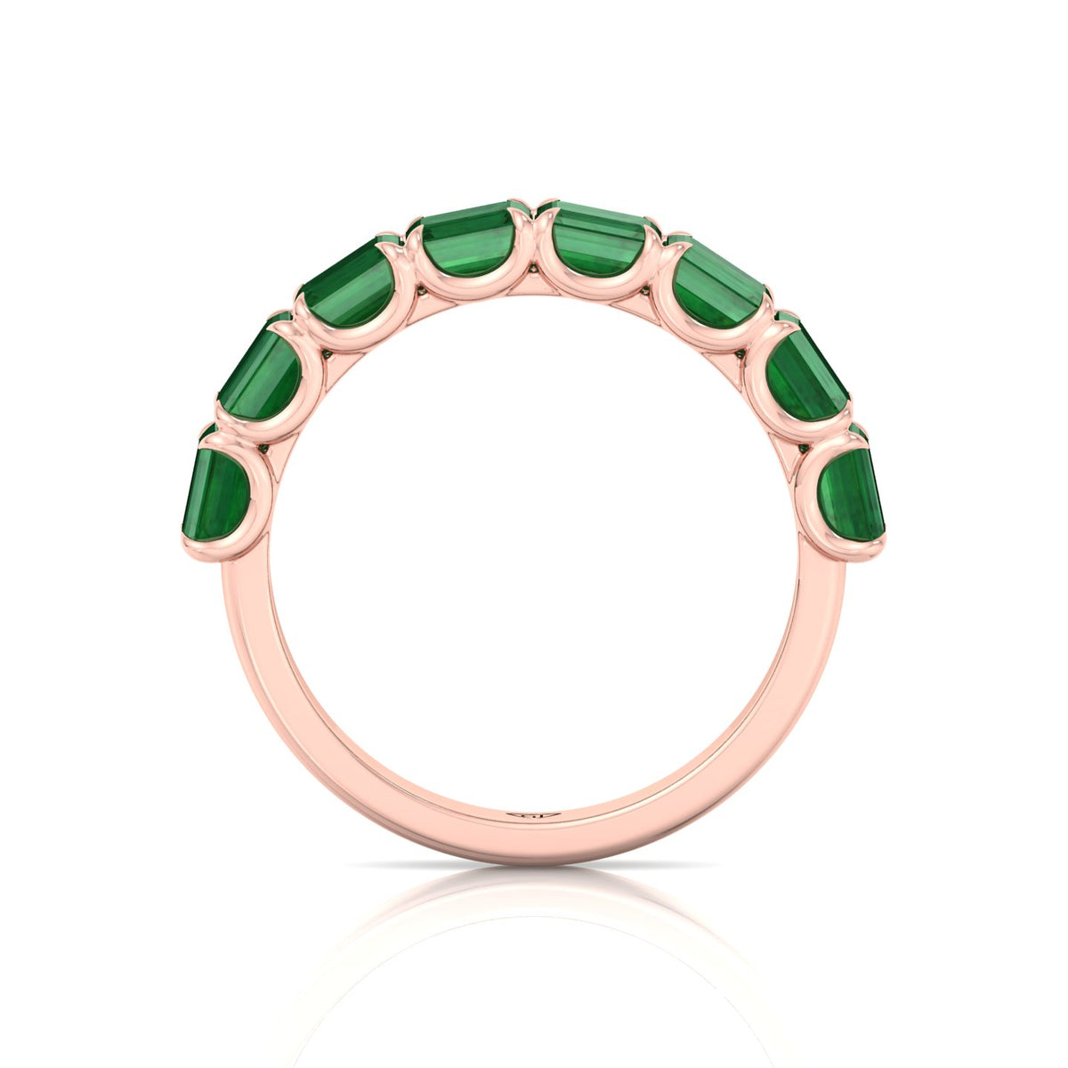 Green Emerald in Emerald Cut Half Eternity Band RG