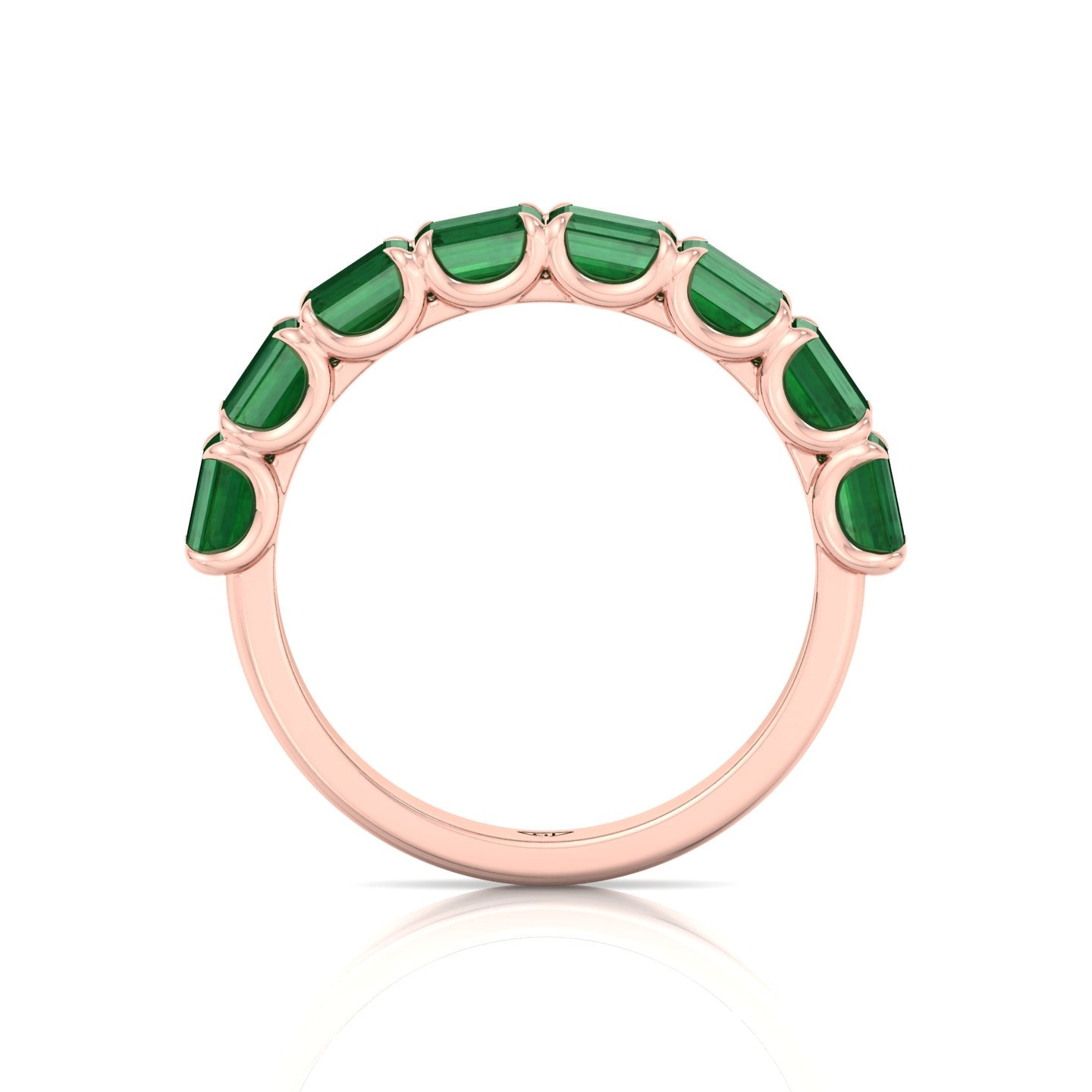 Green Emerald in Emerald Cut Half Eternity Band RG
