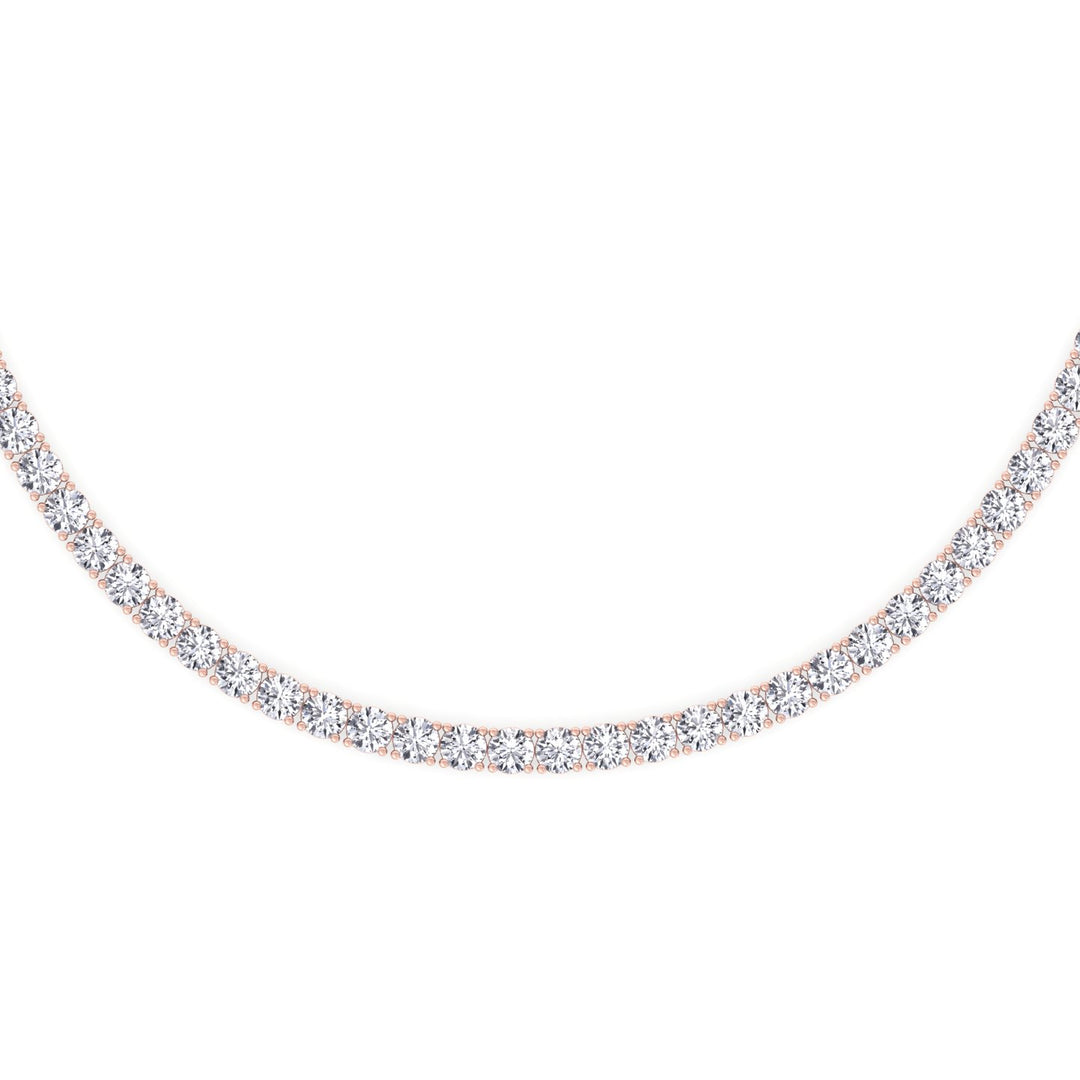 Non-Flip 4-Prong Natural Diamond Tennis Necklace - 14K Solid Gold