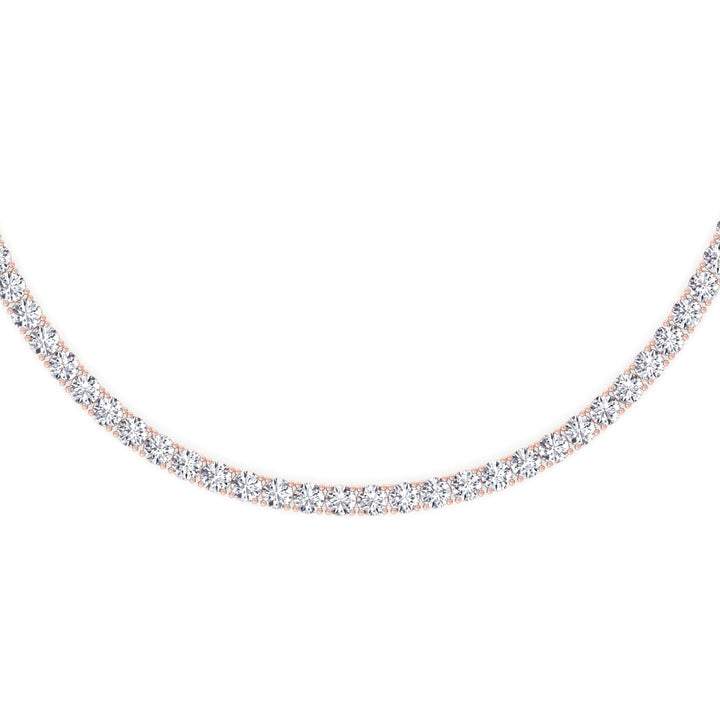Non-Flip 4-Prong Natural Diamond Tennis Necklace - 14K Solid Gold