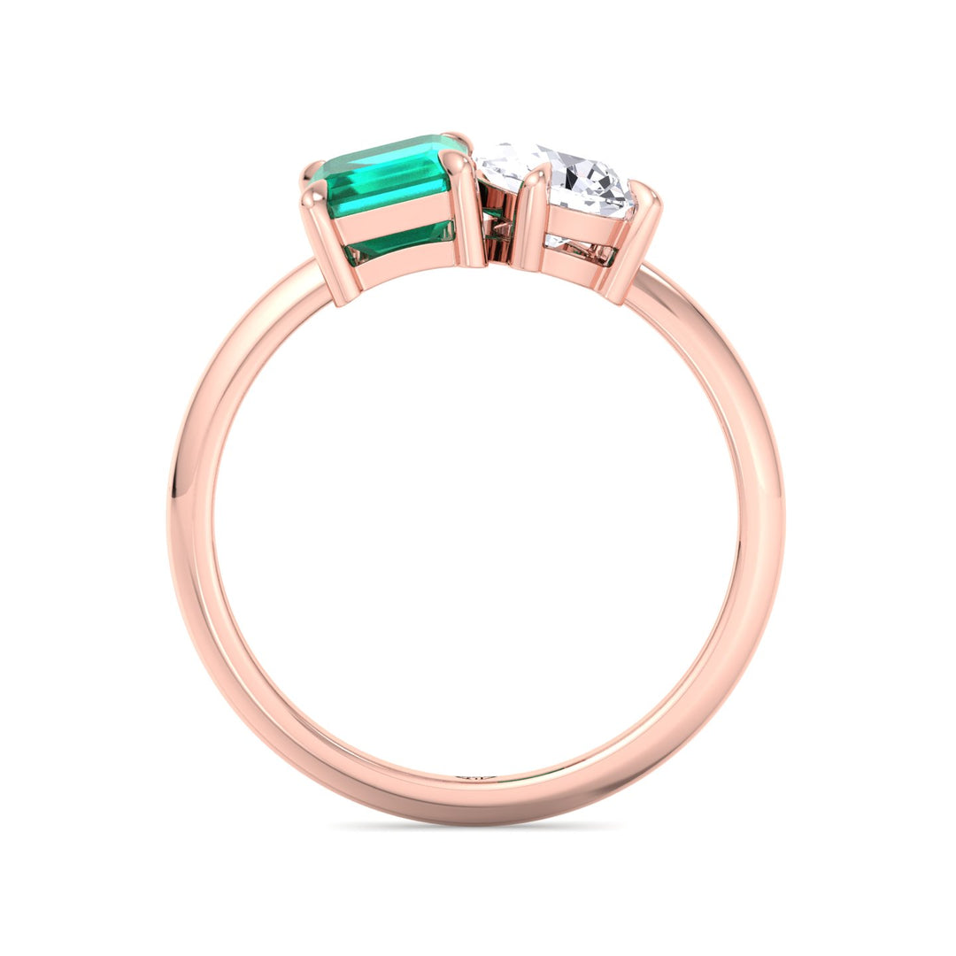 Demi - Toi et Moi Green Emerald & Pear Cut Diamond Engagement Ring