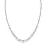 Adjustable 4-Prong Graduated Natural Diamond Tennis Necklace Rose Gold 18K
