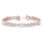 Bezel Multi Shape Natural Diamond Tennis Bracelet in Solid Gold 11CT Rose