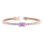 Martina - Emerald Cut Single Stone Natural Pink Sapphire & Diamond Tennis Bracelet - Gem Jewelers Co