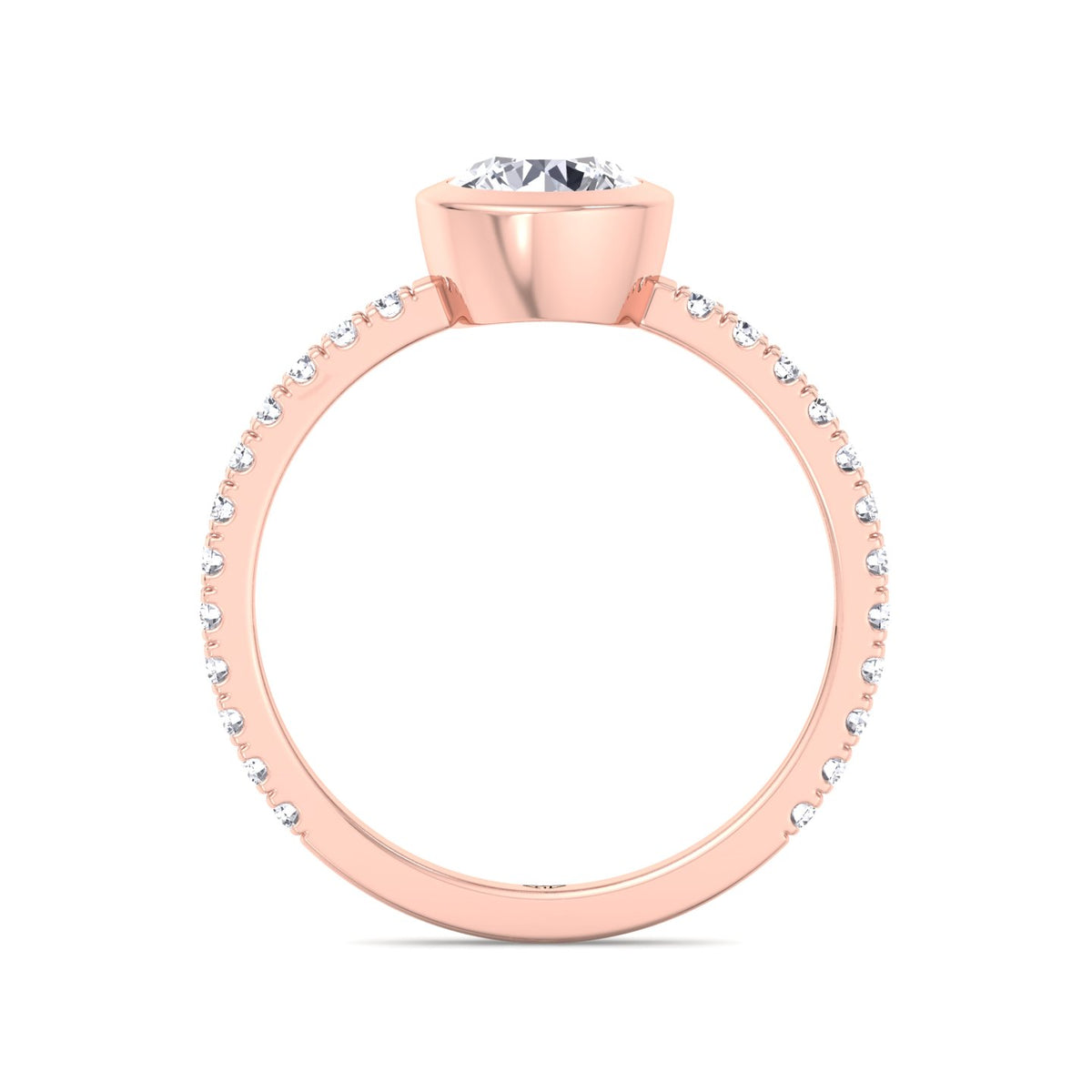Monza - Round Bezel Set Engagement Ring with Pave Band - Gem Jewelers Co