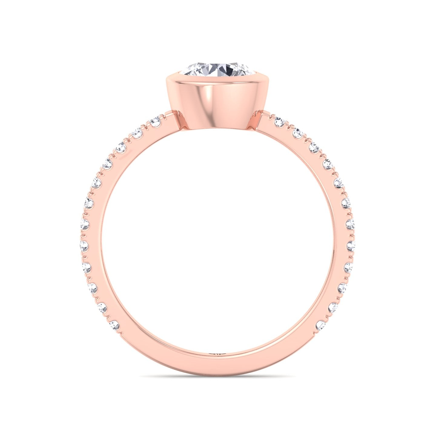 Monza - Round Bezel Set Engagement Ring with Pave Band - Gem Jewelers Co