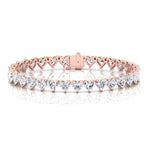 Heart Shape Natural Diamond Tennis Bracelet Rose Gold 10CT