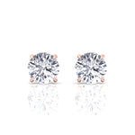 Invisible Halo Natural Diamond Studs-0.5CT-1CT-1.5CT-2CT-3CT-4CT-Rose Gold