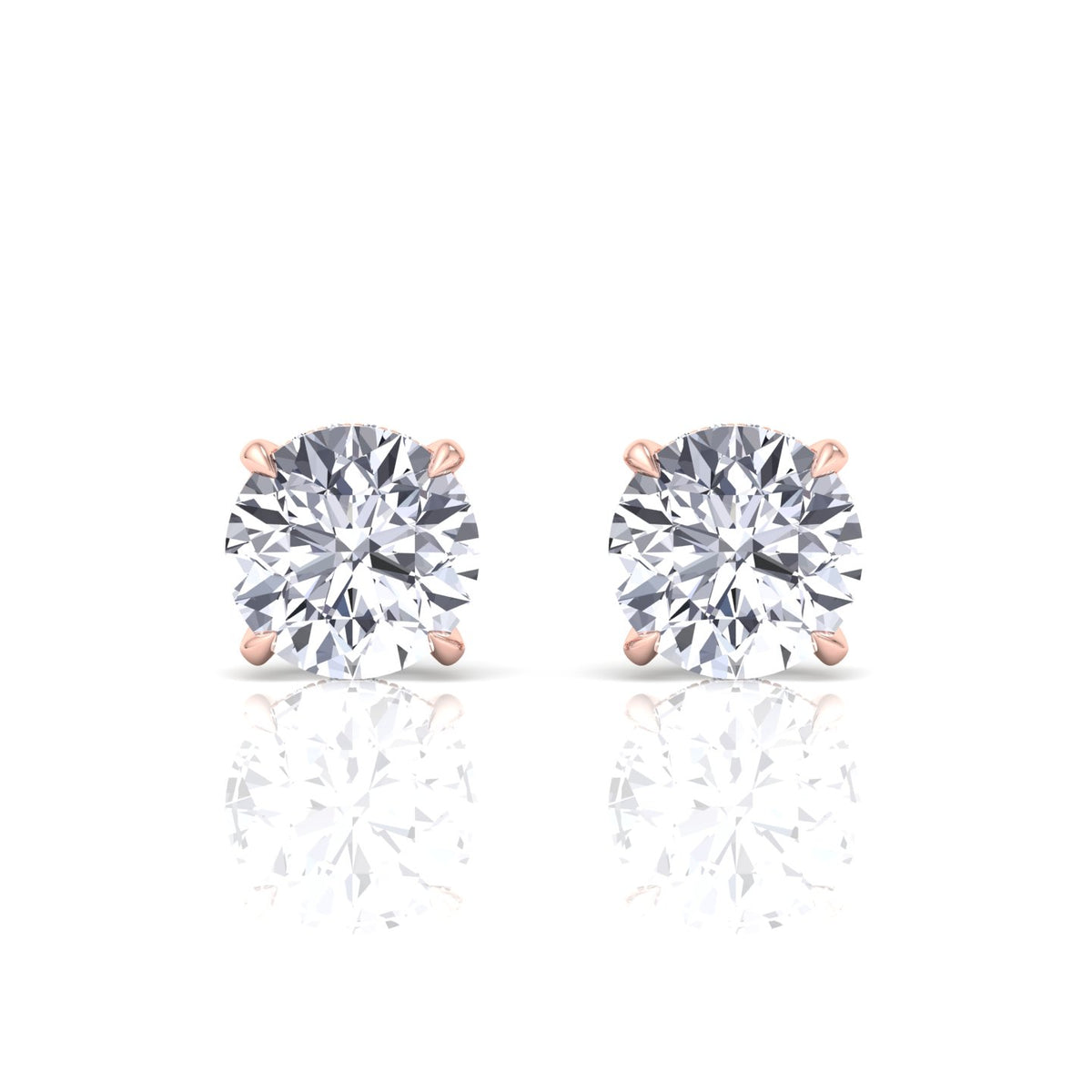Invisible Halo Natural Diamond Studs-0.5CT-1CT-1.5CT-2CT-3CT-4CT-Rose Gold