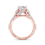 Fiorella - Oval Shape Diamond Engagement Ring with Marquise Shape Side stones and Twisted Pave Band - Gem Jewelers Co