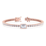 Athena - 7CT T.W Single Stone Emerald Shape Bezel Natural Diamond Tennis Bracelet - Gem Jewelers Co