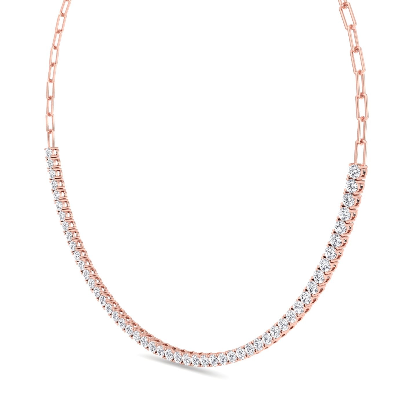Halfway Diamond Tennis Necklace with Paperclip