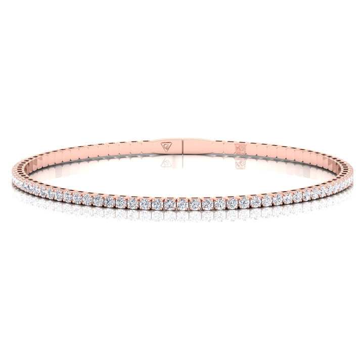 Flexible Round Natural Diamond Full Bangle in 14K Solid Gold