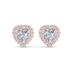 Tiana - Heart Shape Diamond Halo Studs - Gem Jewelers Co