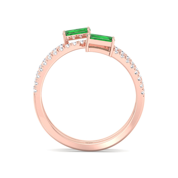 Valora - Green Emerald Spiral Pave Wrap Ring