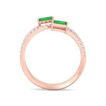 Valora - Green Emerald Spiral Pave Wrap Ring - Gem Jewelers Co