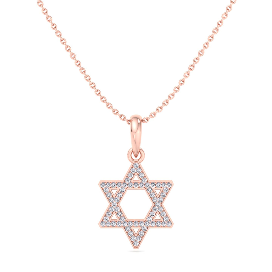 .35CT Star Of David Pendant Natural Diamond Pendant Necklace