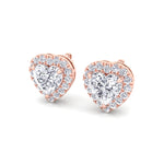 Tiana - Heart Shape Diamond Halo Studs - Gem Jewelers Co