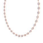 Crown Prong Round Natural Diamond Bar Necklace Rose Gold 14K