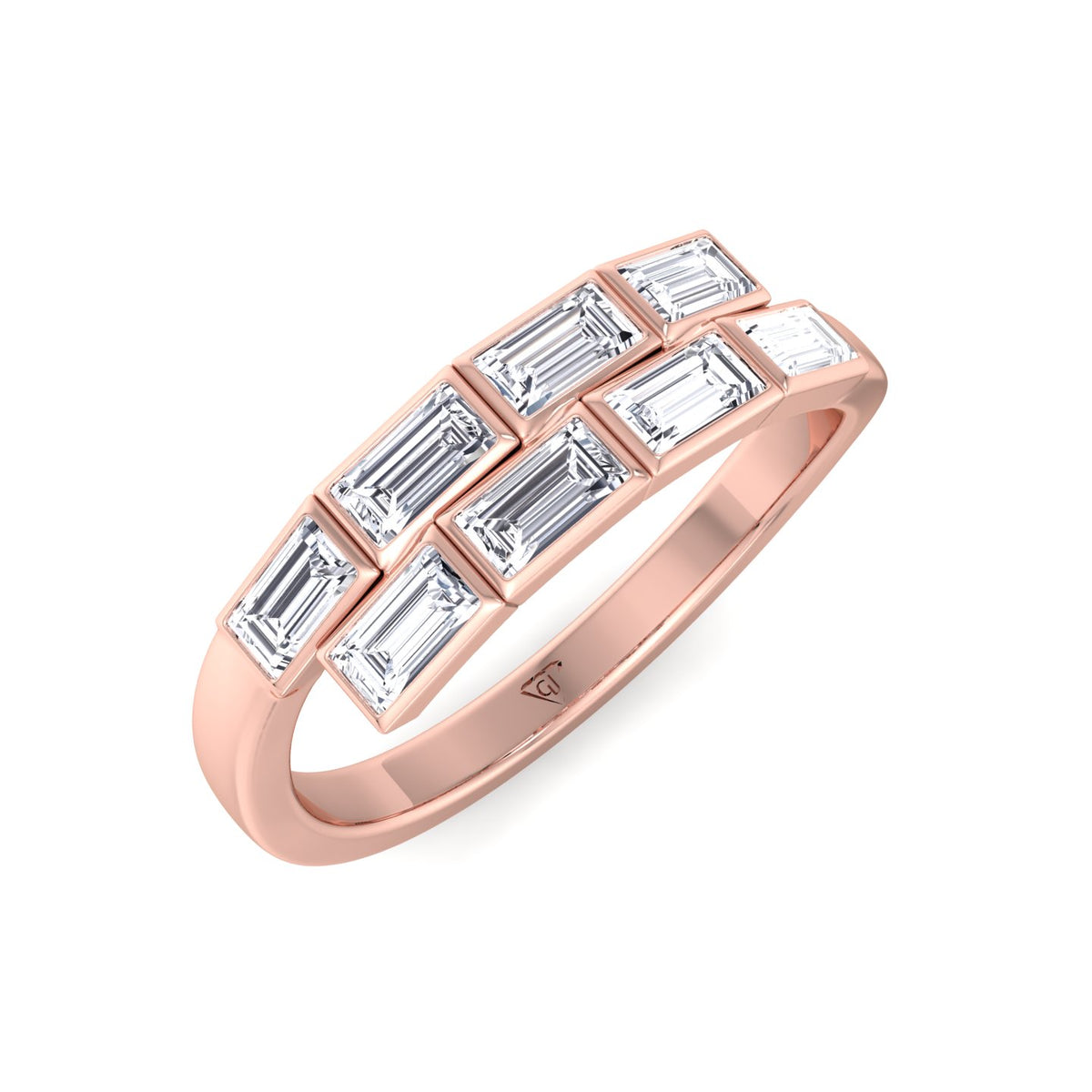 Giselli - Baguette Shape Bezel Setting Diamond Wrap Ring - Gem Jewelers Co
