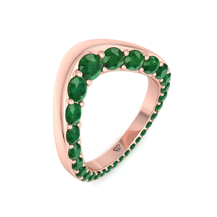 Natural Green Emerald Invisible Halo Eternity Band Rose Gold 14K