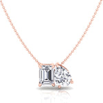 Toi Et Moi Pear & Emerald Cut Natural Diamond Pendant-1CT-2CT-Rose Gold
