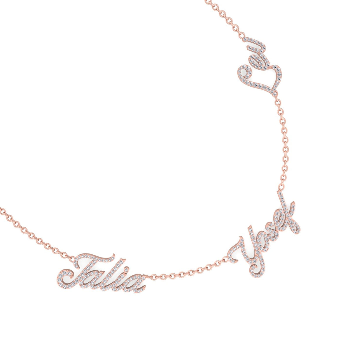 1.50CT T.W. Custom 3 Name Diamond Necklace - Gem Jewelers Co