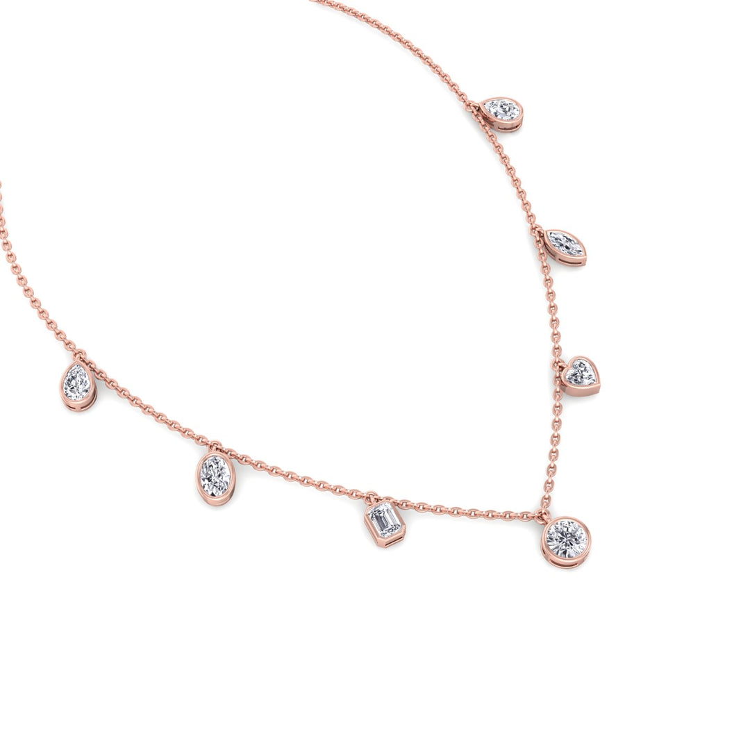 Multi Shape Diamonds By The Yard Necklace ( 1.10CT T.W )